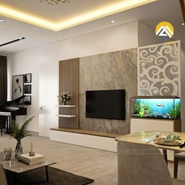 Thiết kế nội thất phòng khách bếp đẹp cho căn hộ