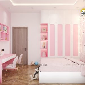Thiết kế nội thất phòng ngủ bé gái cho nhà phố Bình Dương