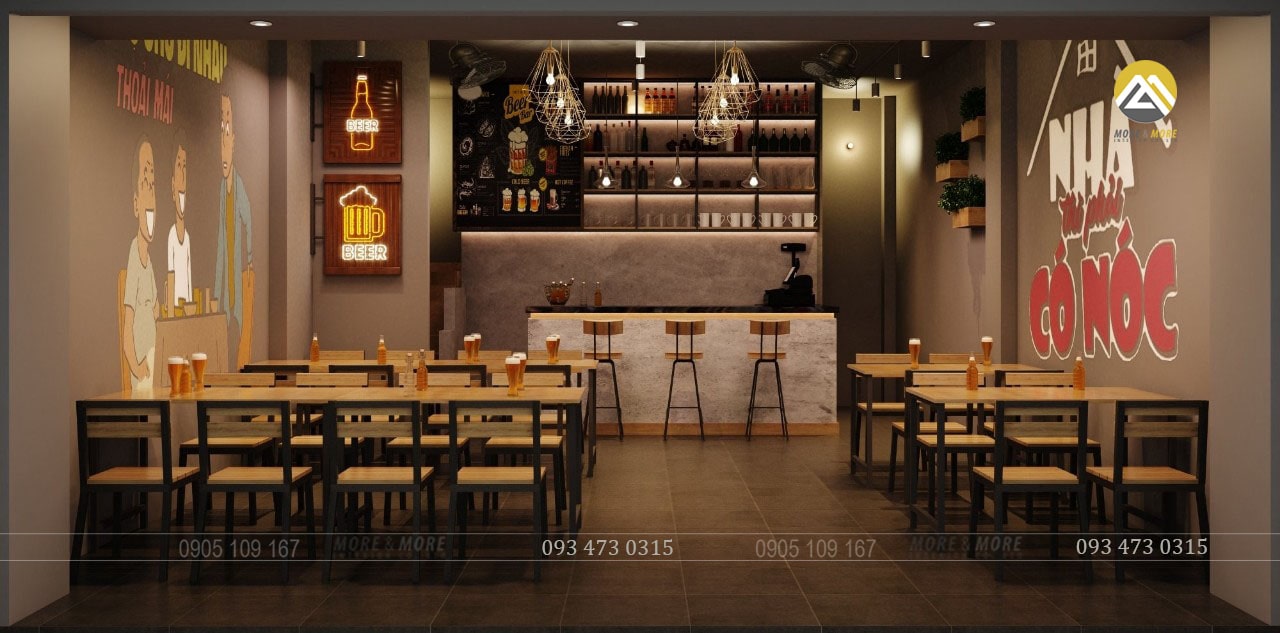 Thiết Kế Nội Thất Hàng Hàng Quán Ăn Nhậu Tại Quận 1, TPHCM