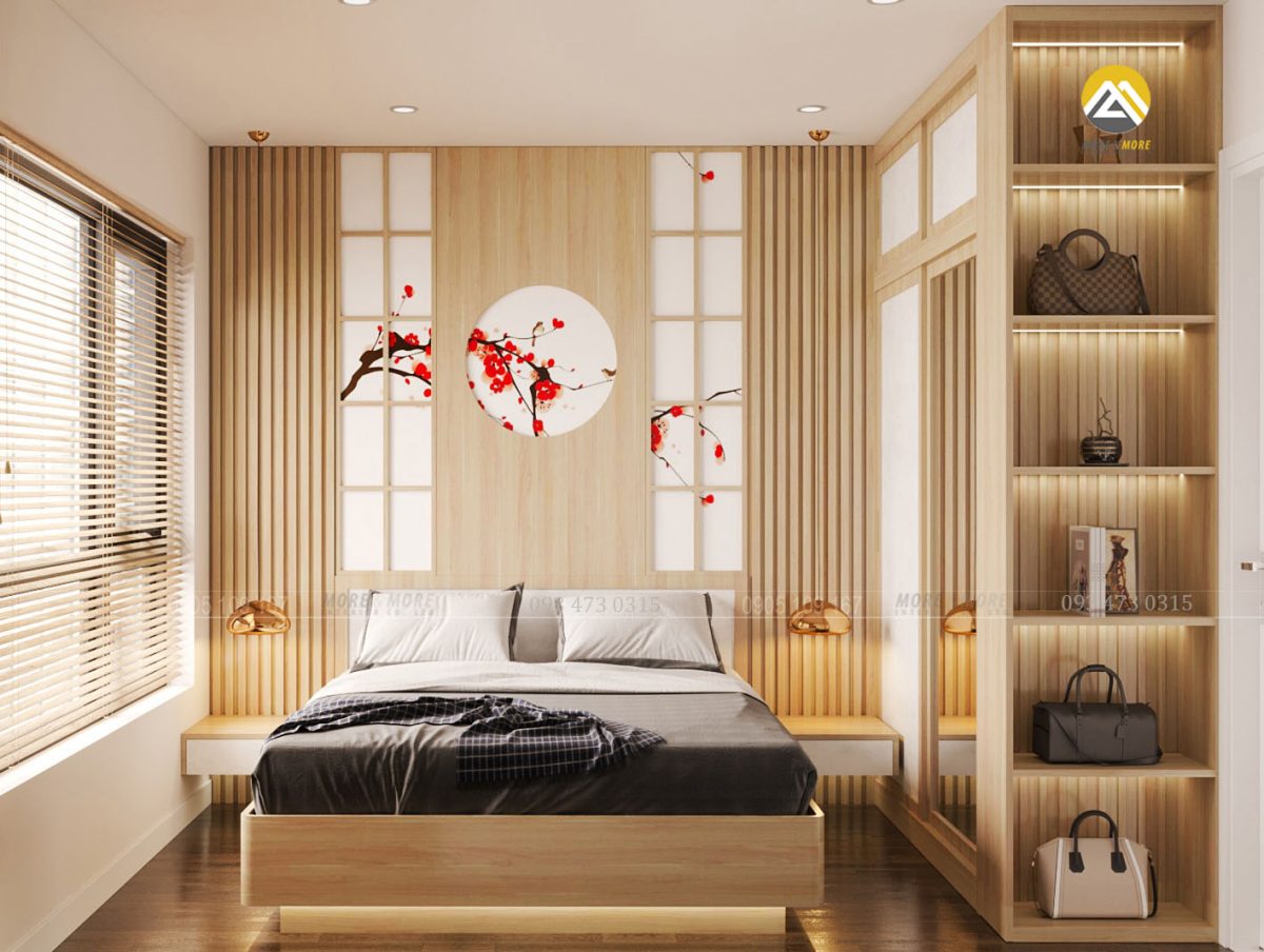 Thiết kế nội thất căn hộ 2 phòng ngủ công phong cách Japandi