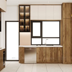 Thiết kế tủ bếp Acrylic và cánh kính Gỗ An Cường Tại Tân Bình