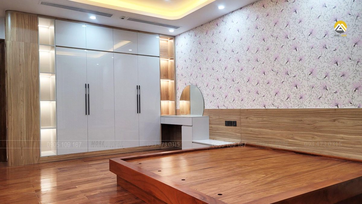 Nội Thất phòng ngủ mẹ gỗ tự nhiên kết hợp HDF An Cường
