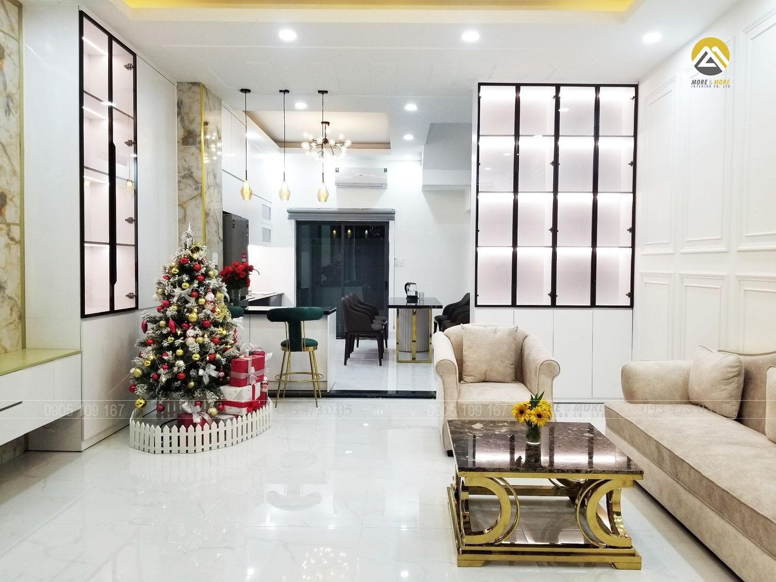 Nội thất phòng khách nhà phố tại BÌnh Chuẩn, Thuận An, Bình Dương