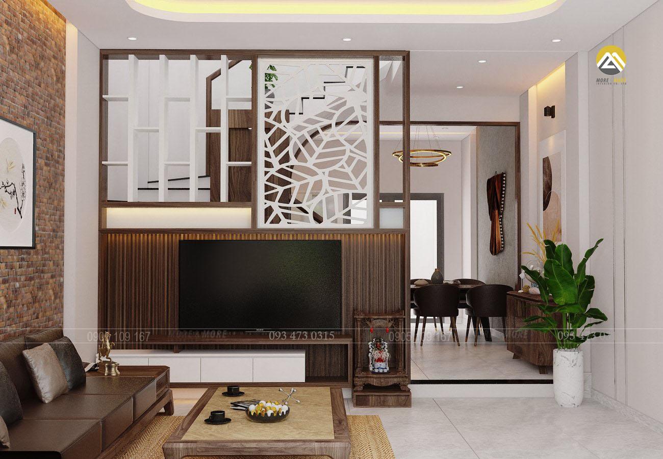Hệ trang trí tủ tivi độc đáo cho phòng khách nhà phố