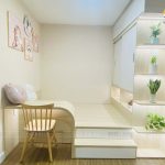 Tủ áo, giường ngủ và bàn học full combo trong 1 không gian dành cho bé