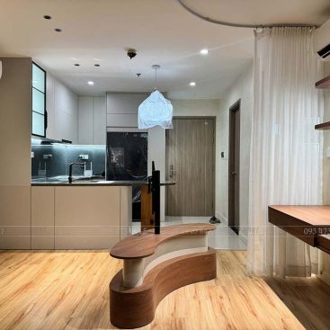 Tủ bếp và bàn đảo cho căn hộ studio