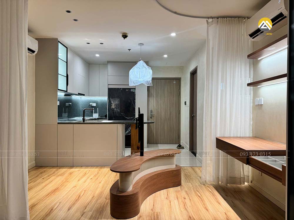 Tủ bếp và bàn đảo cho căn hộ studio