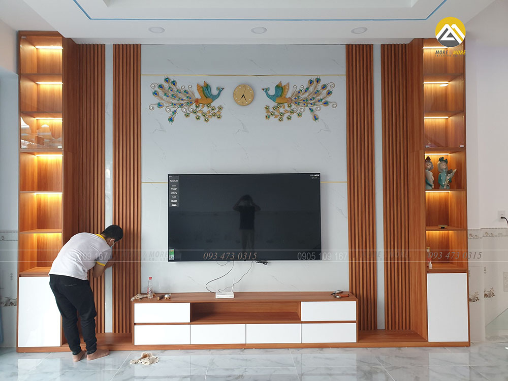 Hệ trang trí tivi cho biệt thự Five Star Eco City, Tây Ninh