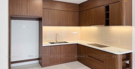 Tủ bếp MDF chống ẩm phủ Melamine gỗ An Cường tại Victoria Village